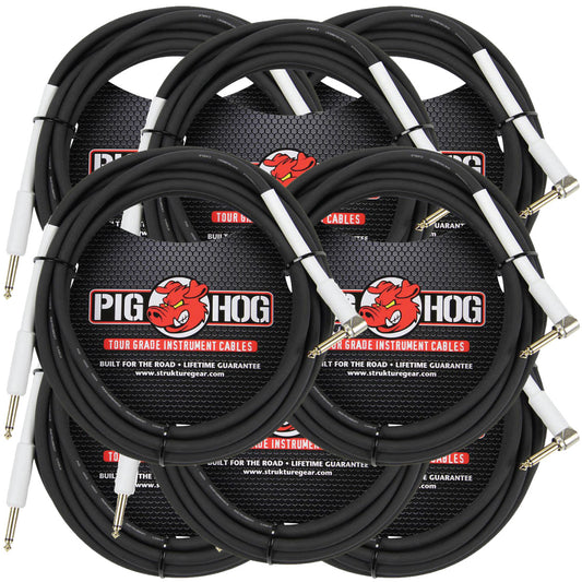 8 Pack Pig Hog PH186R Right Angle 8mm Inst Cable 18.5FT