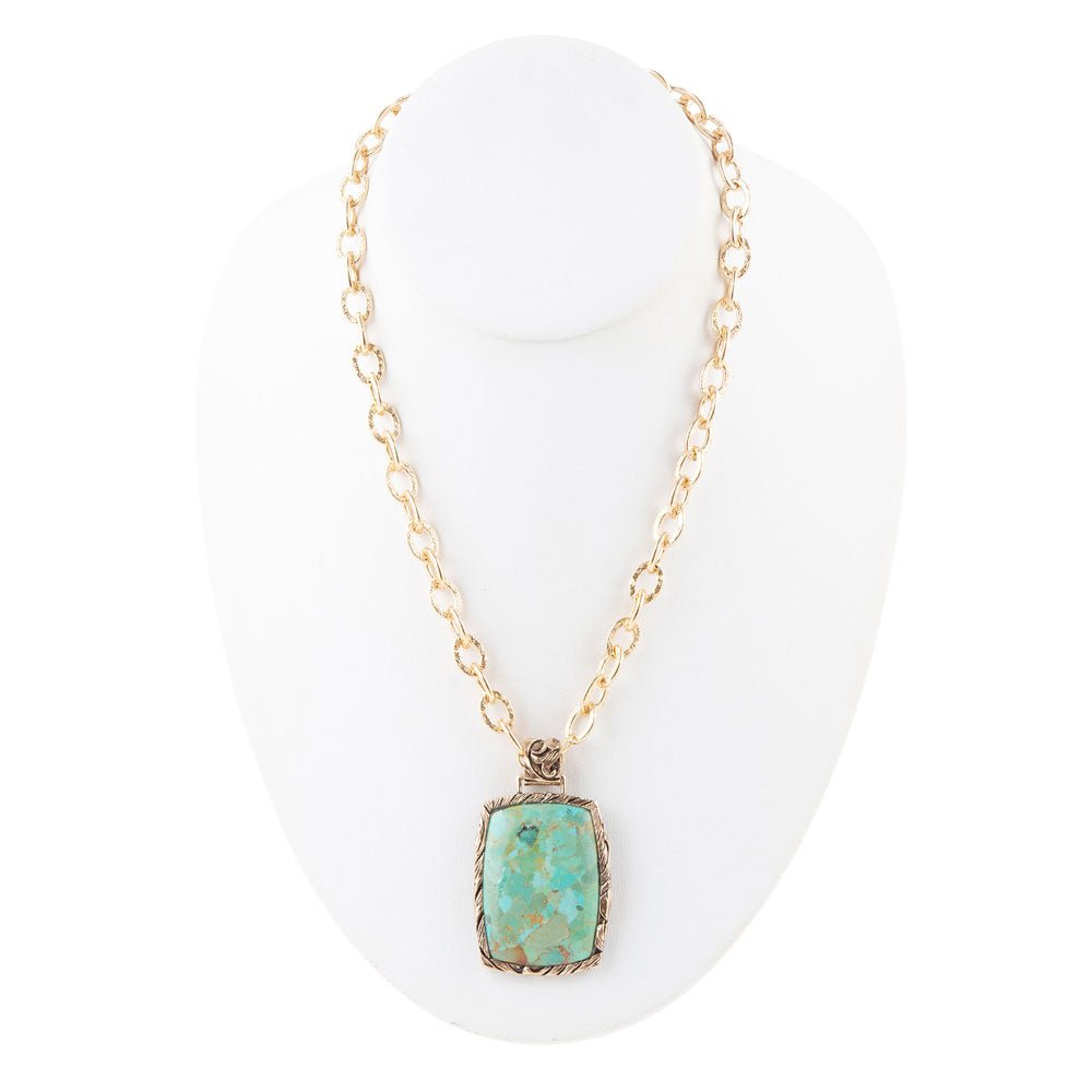 Jacquard Blue Turquoise Golden Pendant Necklace