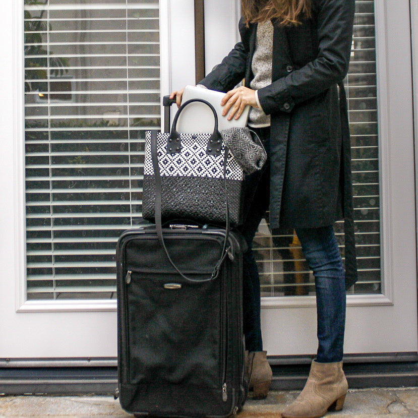 Large Black Woven Crossbody Bag Black Leather Tin Marin