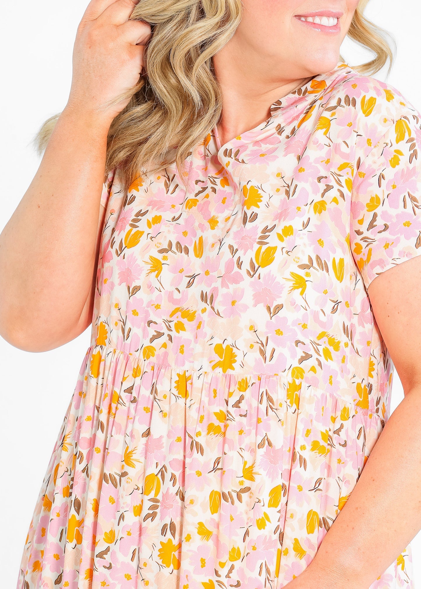 Jaydrien Floral Flutter Sleeve Midi Dress