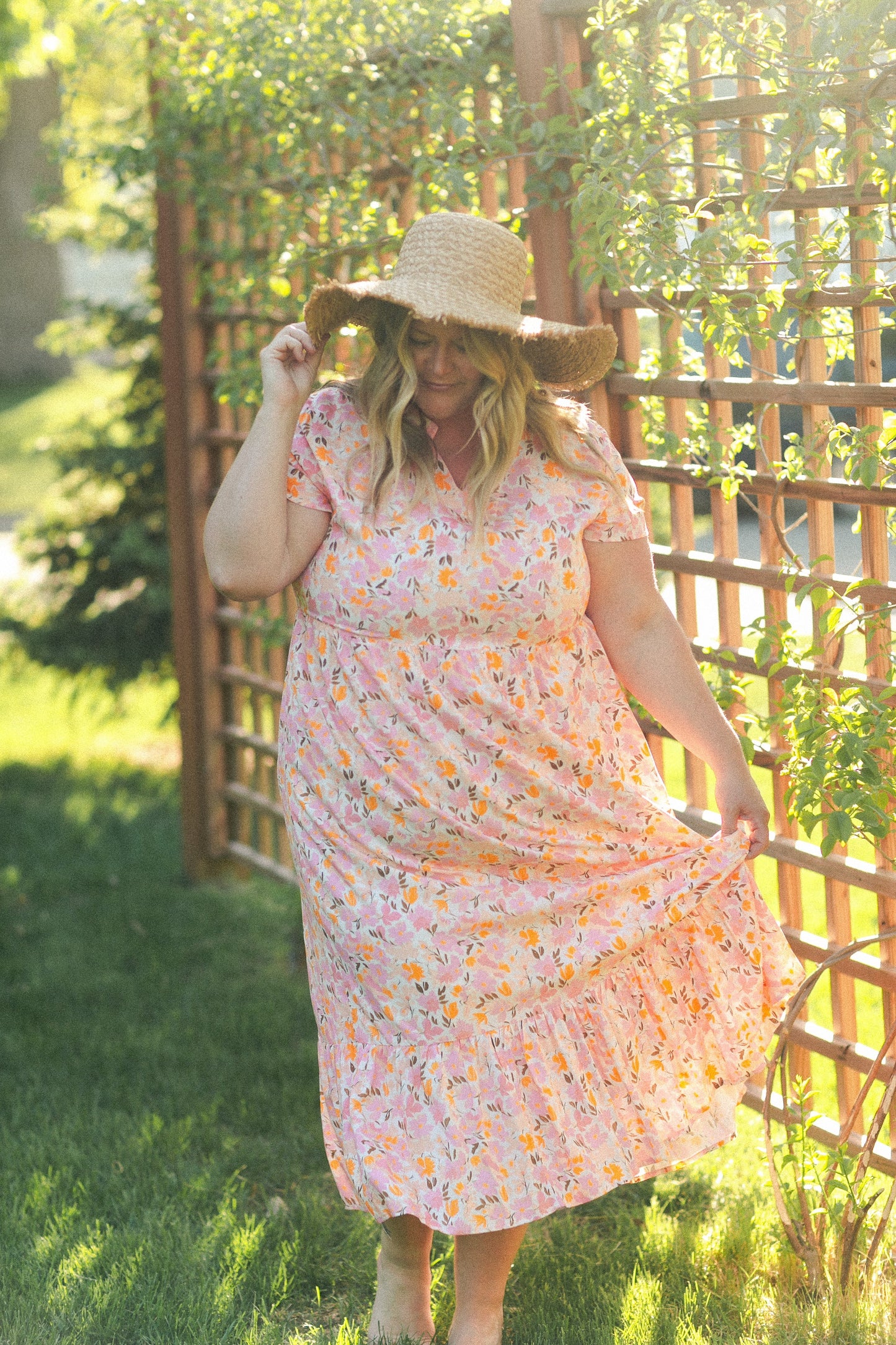 Jaydrien Floral Flutter Sleeve Midi Dress