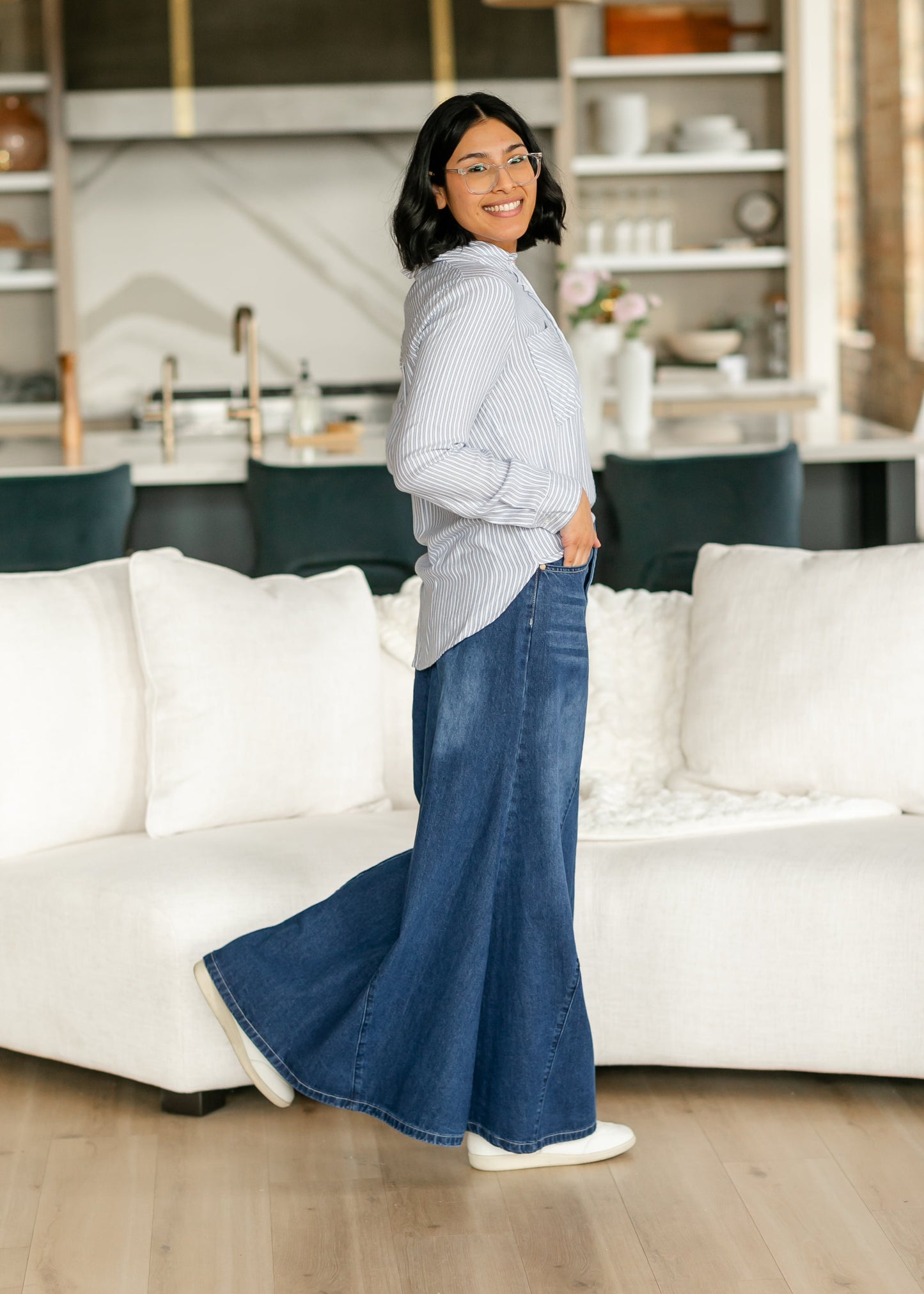 Jennifer A-Line Long Denim Skirt