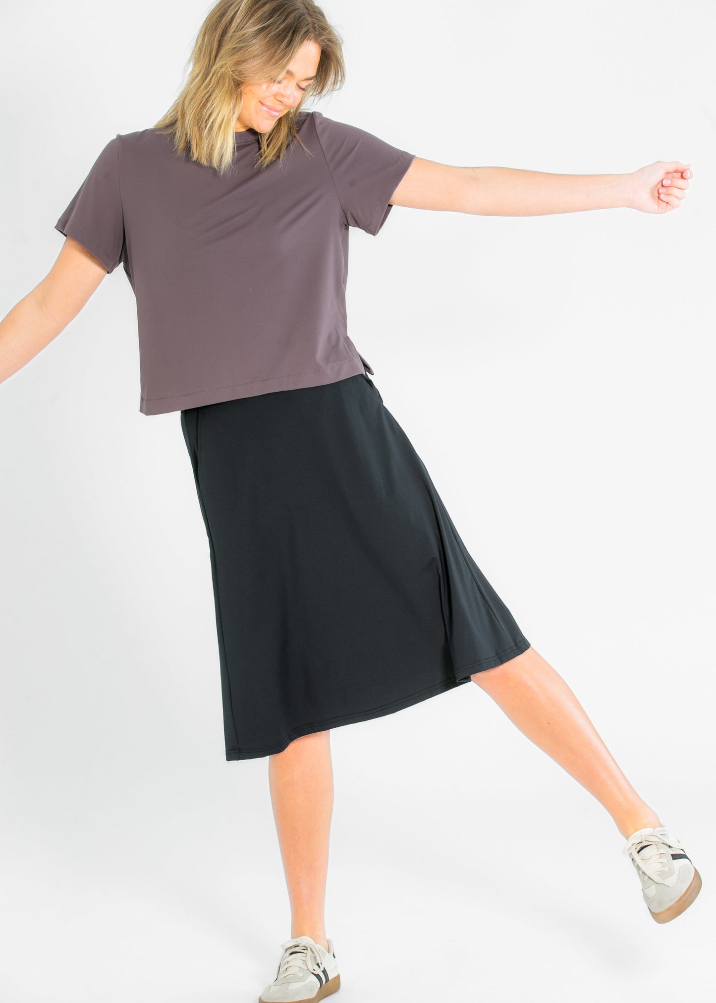 Jo Lightweight Active A-Line Midi Skirt
