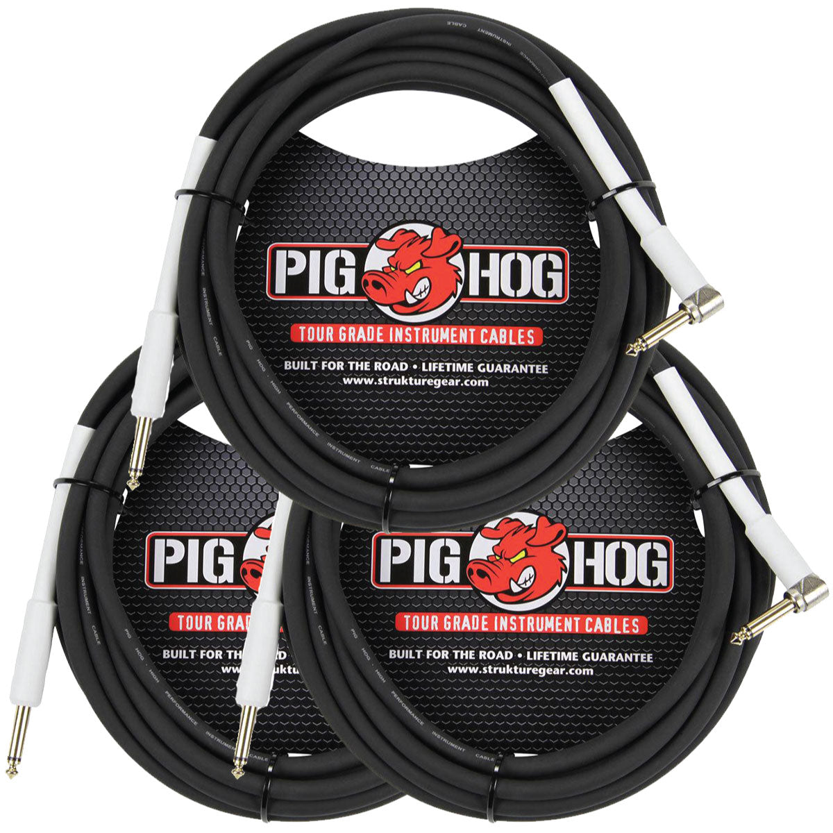 Right Angle 8mm 18.5FT Inst Cable 3 Pack Pig Hog PH186R