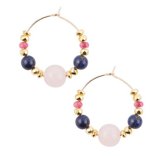 Julia Sodalite and Kunzite Hoop Earrings