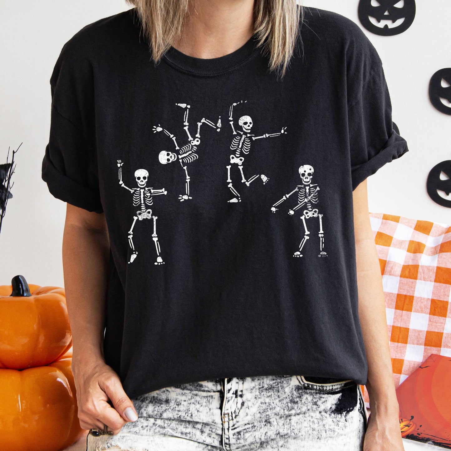 Jumping Skeletons Retro Halloween Comfort Colors Tshirt