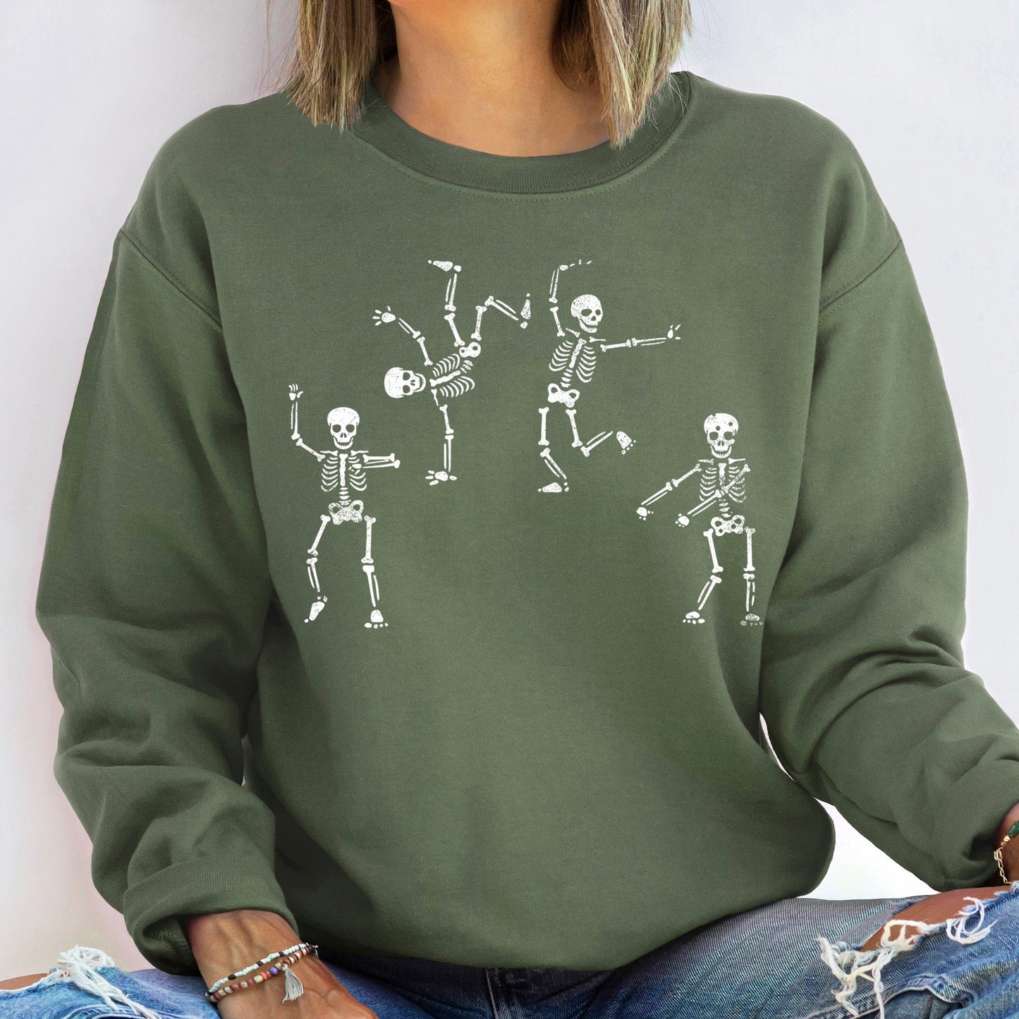 Jumping Skeletons Vintage Halloween Sweatshirt