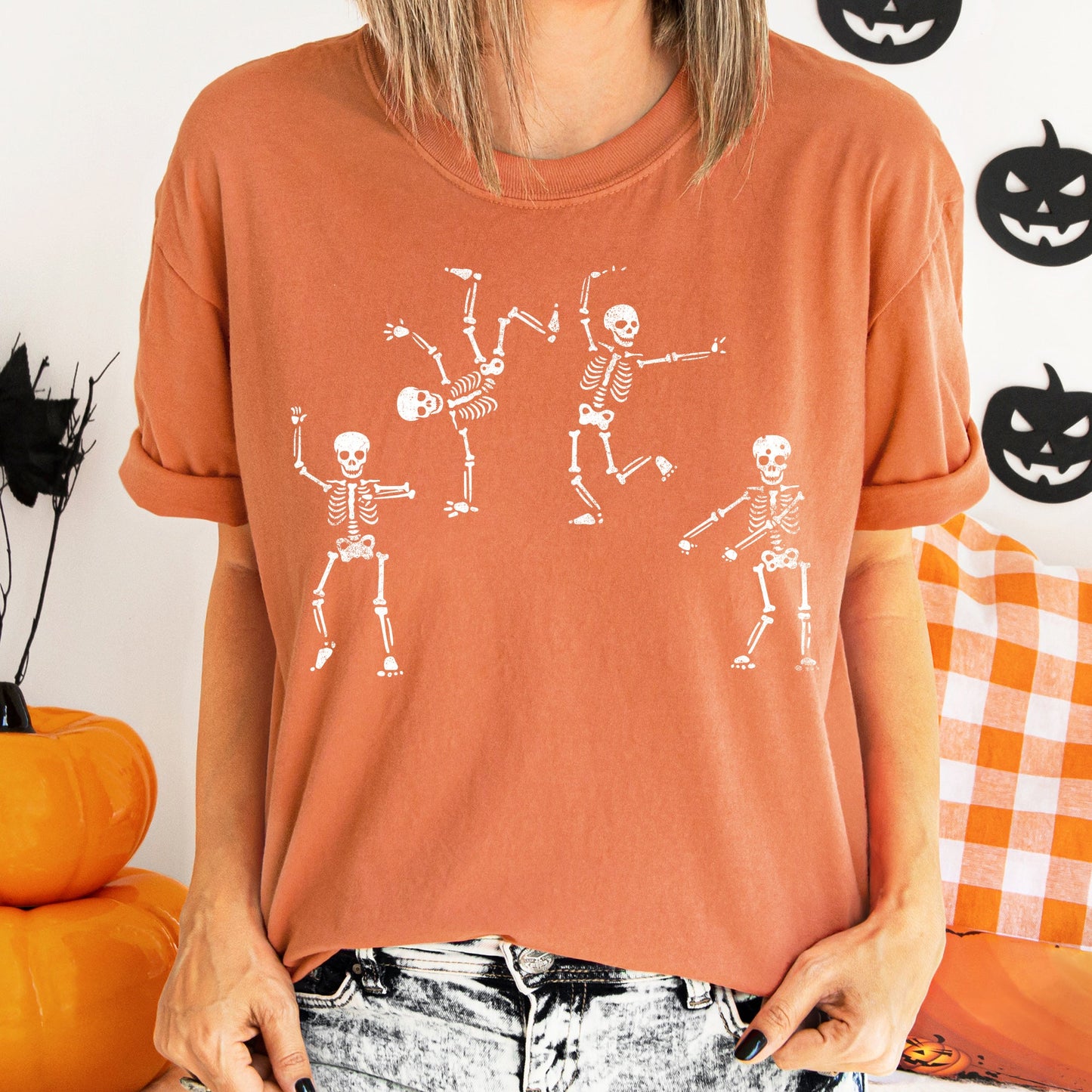 Jumping Skeletons Retro Halloween Comfort Colors Tshirt