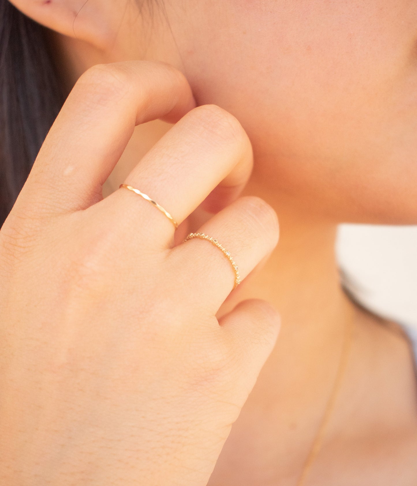 14k Yellow Gold Hammered Milan Ring