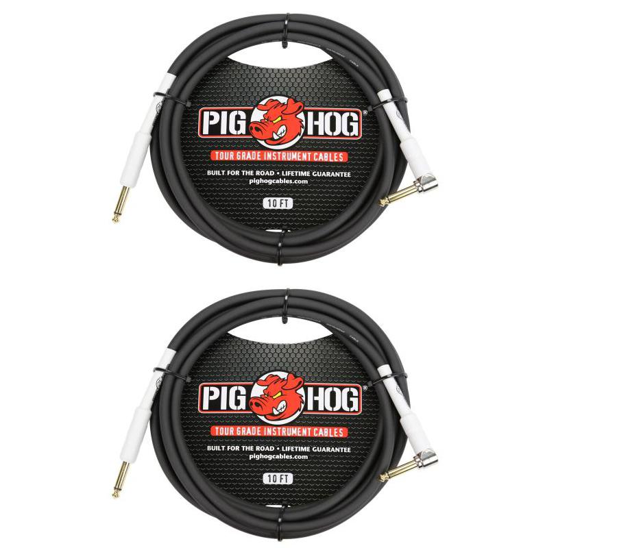 Pig Hog 8mm Right Angle 10ft Instrument Cable