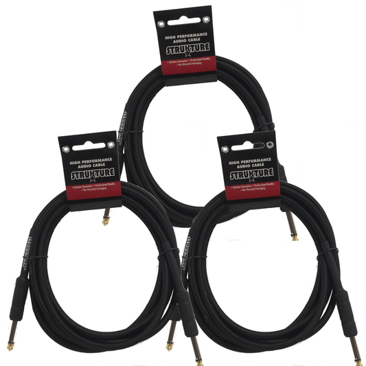 Black 10ft 6MM Woven Instrument Cable 1/4' to 1/4' Strukture