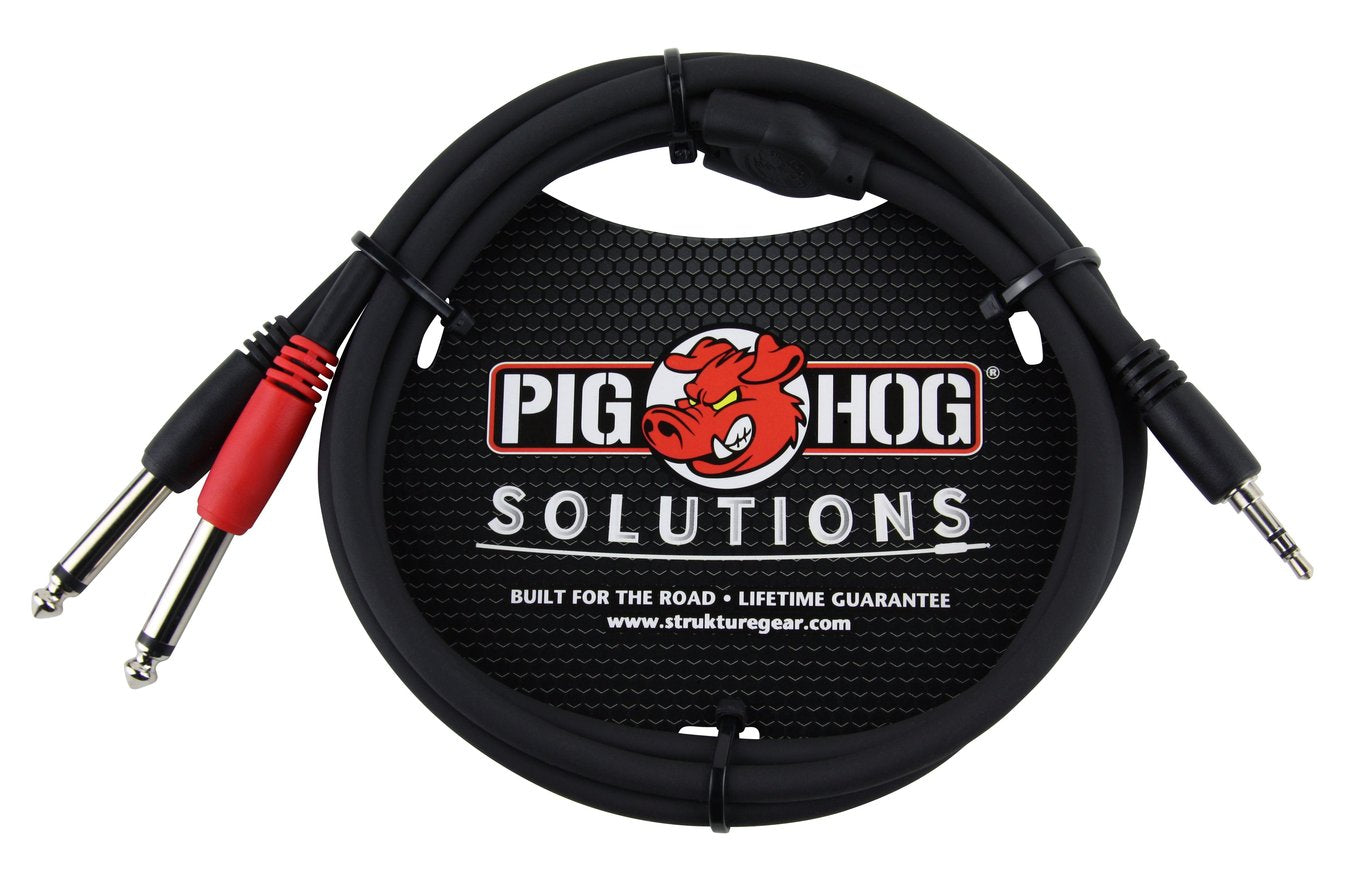 Stereo Breakout 3ft 3.5mm To Dual 1/4' Cable Pig Hog PB-S3403