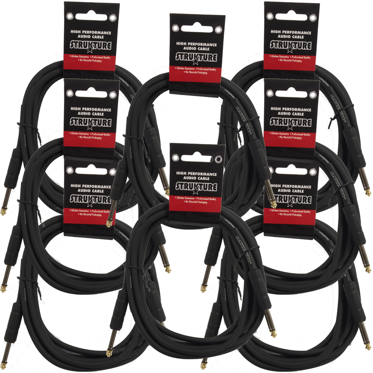 Black Strukture Thick ABS Sleeve 6ft Instrument Cable 8 PACK