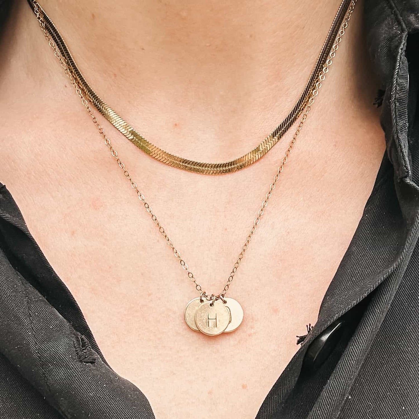 Herringbone Chain Adjustable Necklace Kate - Gold or Silver
