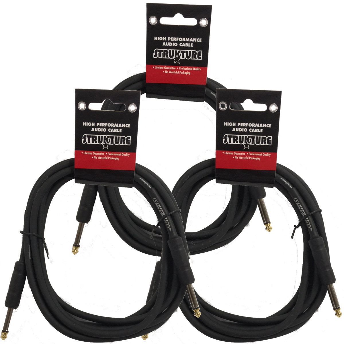 Black Strukture Thick ABS Sleeve 6ft Instrument Cable 3 Pack