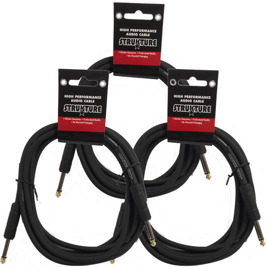Black Strukture Thick ABS Sleeve 6ft Instrument Cable 3 Pack