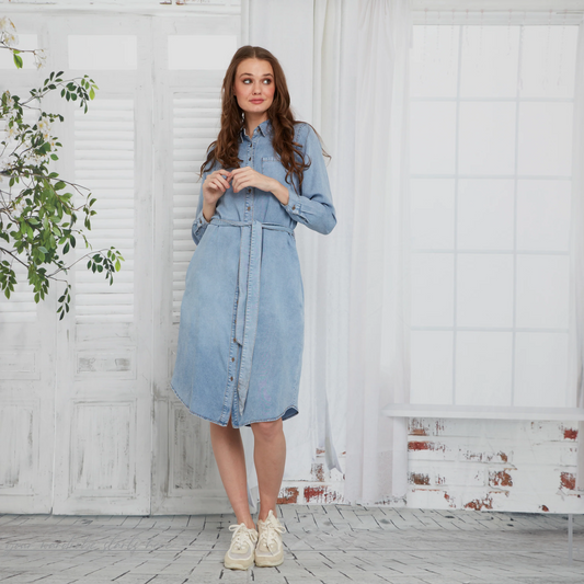 Denim Button Down Summer Dress Kimberly Denim Dress Japparel