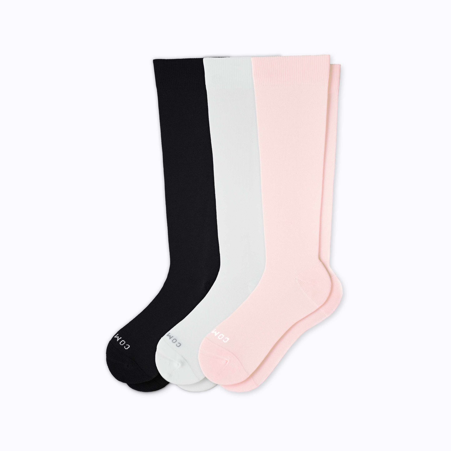 Knee-High Compression Socks 3 Pack Solids Black Rose White