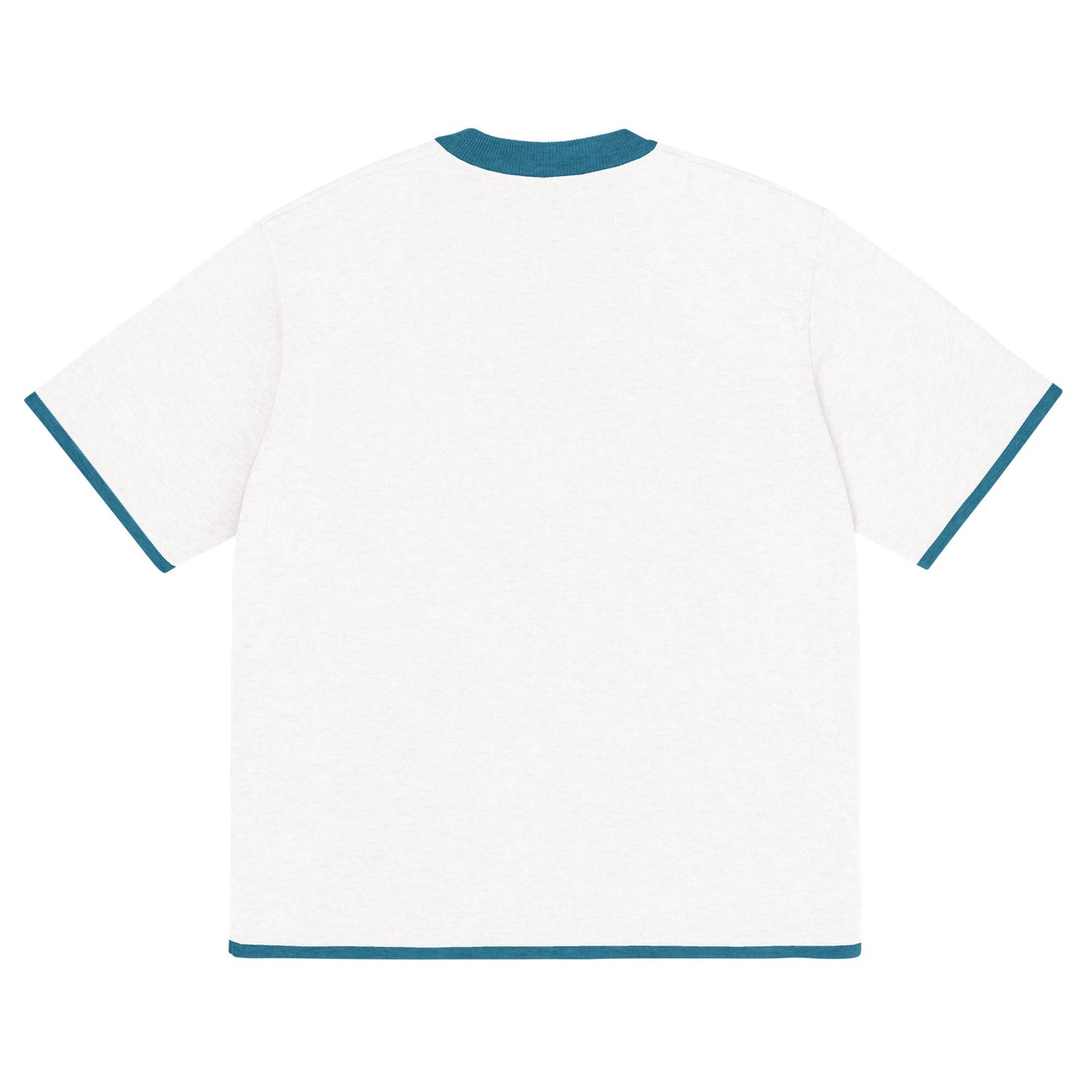 Bleach White with Aqua Blue Trim Knitted Classic Tee
