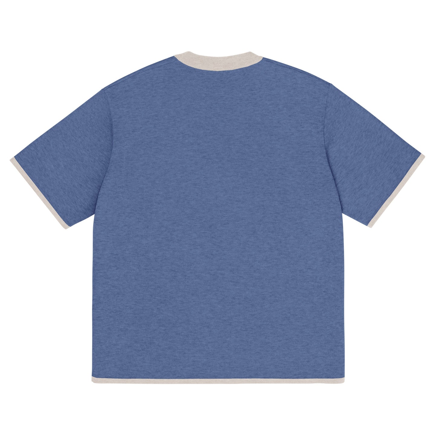 Denim Blue Knit Heavyweight Tee with Sand Trim Classic Tee