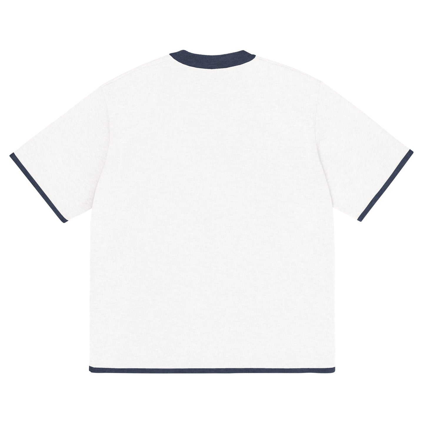 Bleach White with Navy Trim Heavyweight Knitted Classic Tee