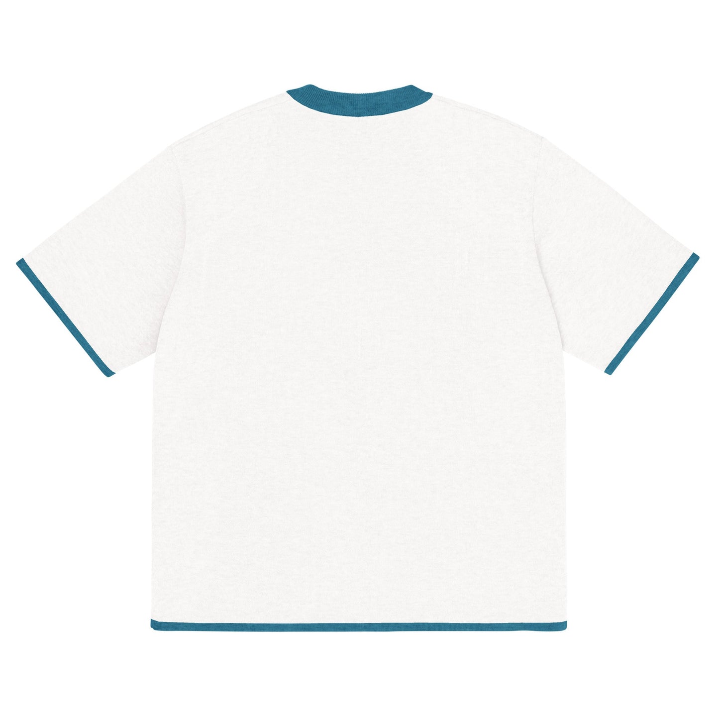 Bleach White with Aqua Blue Trim Knitted Classic Tee
