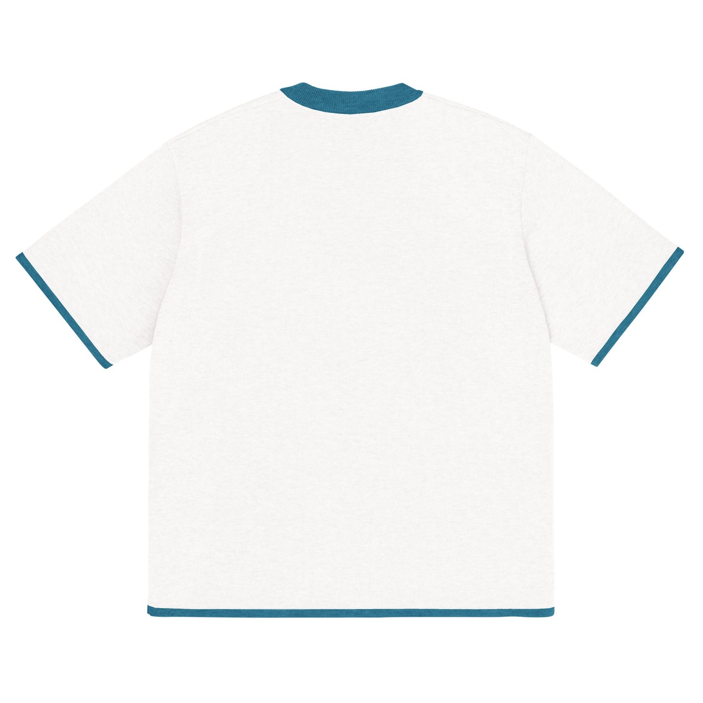 Bleach White with Aqua Blue Trim Knitted Classic Tee