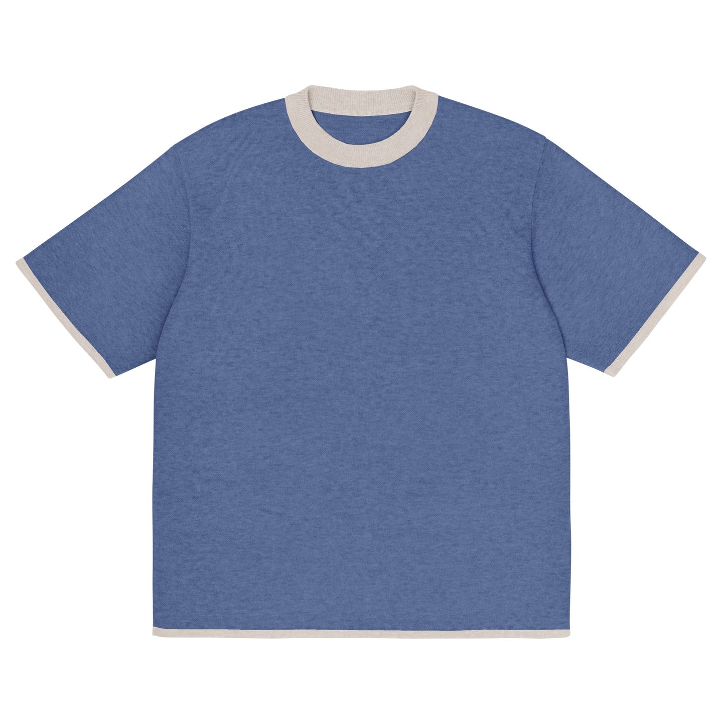 Denim Blue Knit Heavyweight Tee with Sand Trim Classic Tee