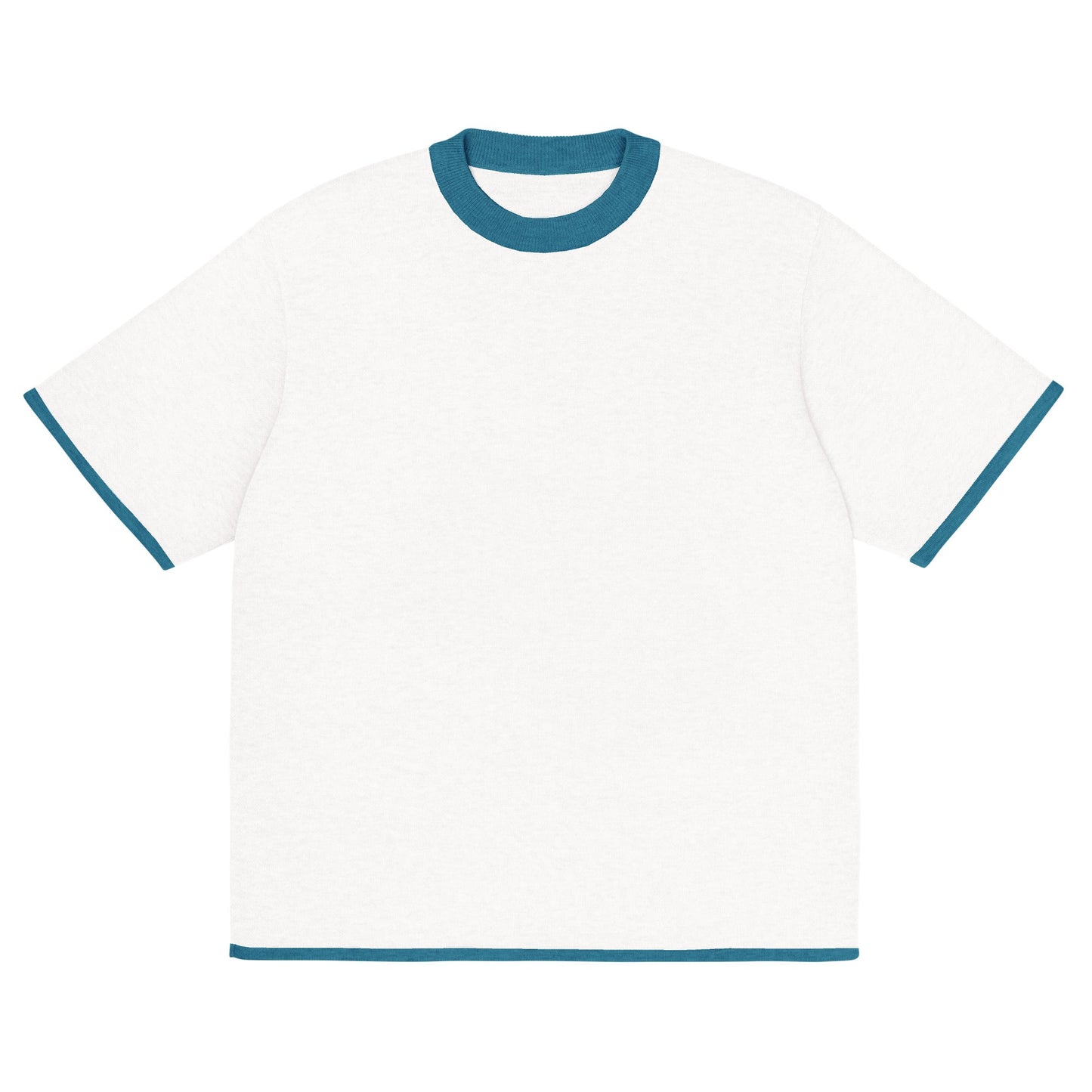 Bleach White with Aqua Blue Trim Knitted Classic Tee