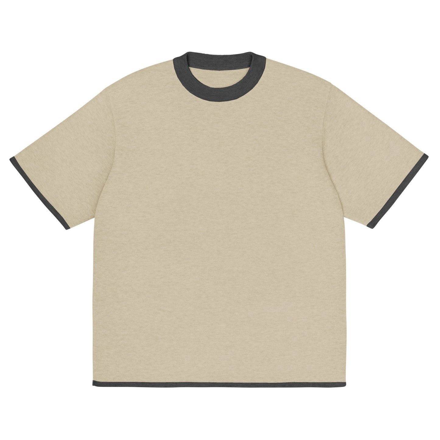 Beige with Charcoal Trim Knitted classic tee