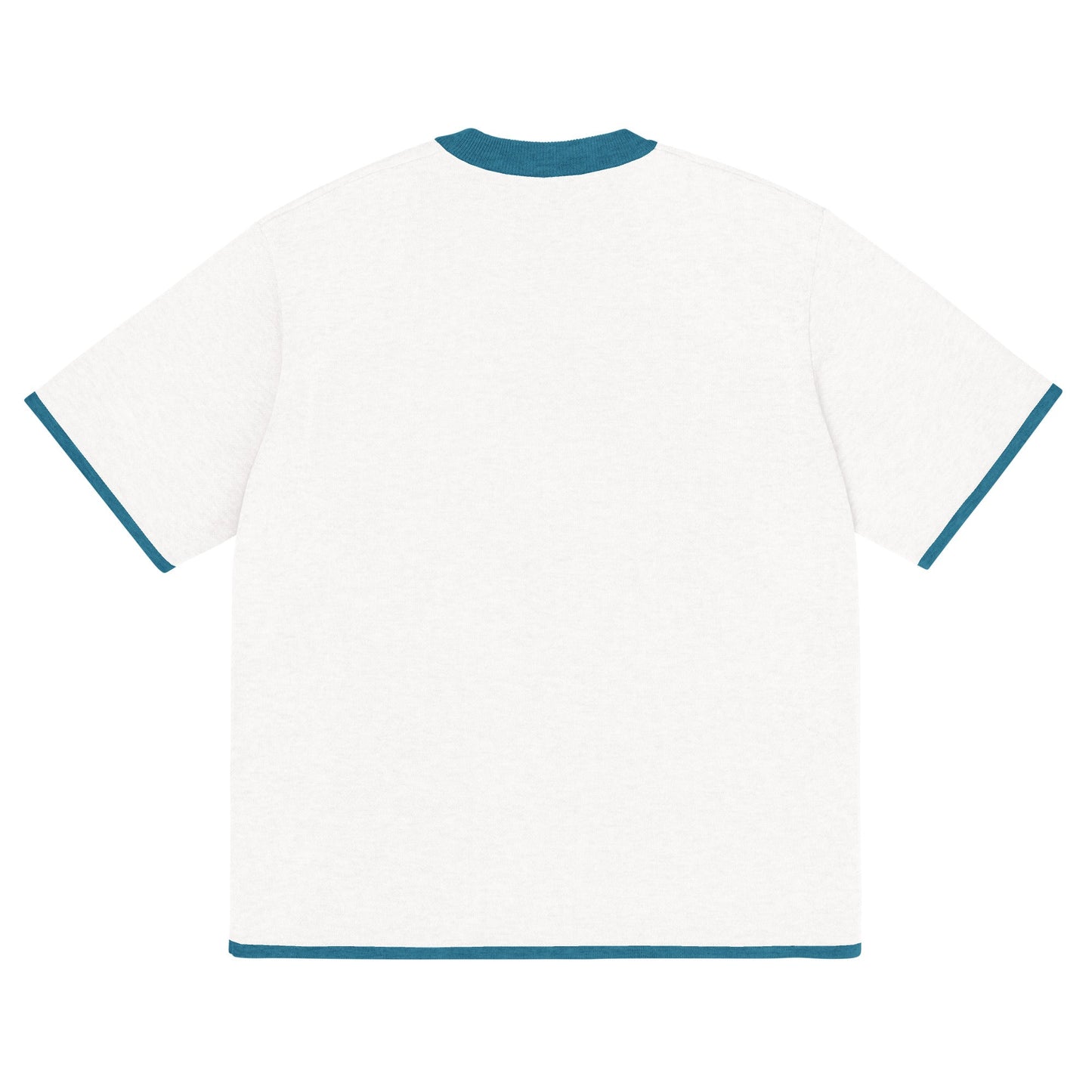 Bleach White with Aqua Blue Trim Knitted Classic Tee