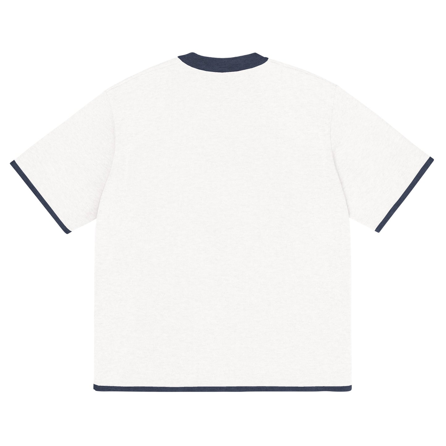 Bleach White with Navy Trim Heavyweight Knitted Classic Tee