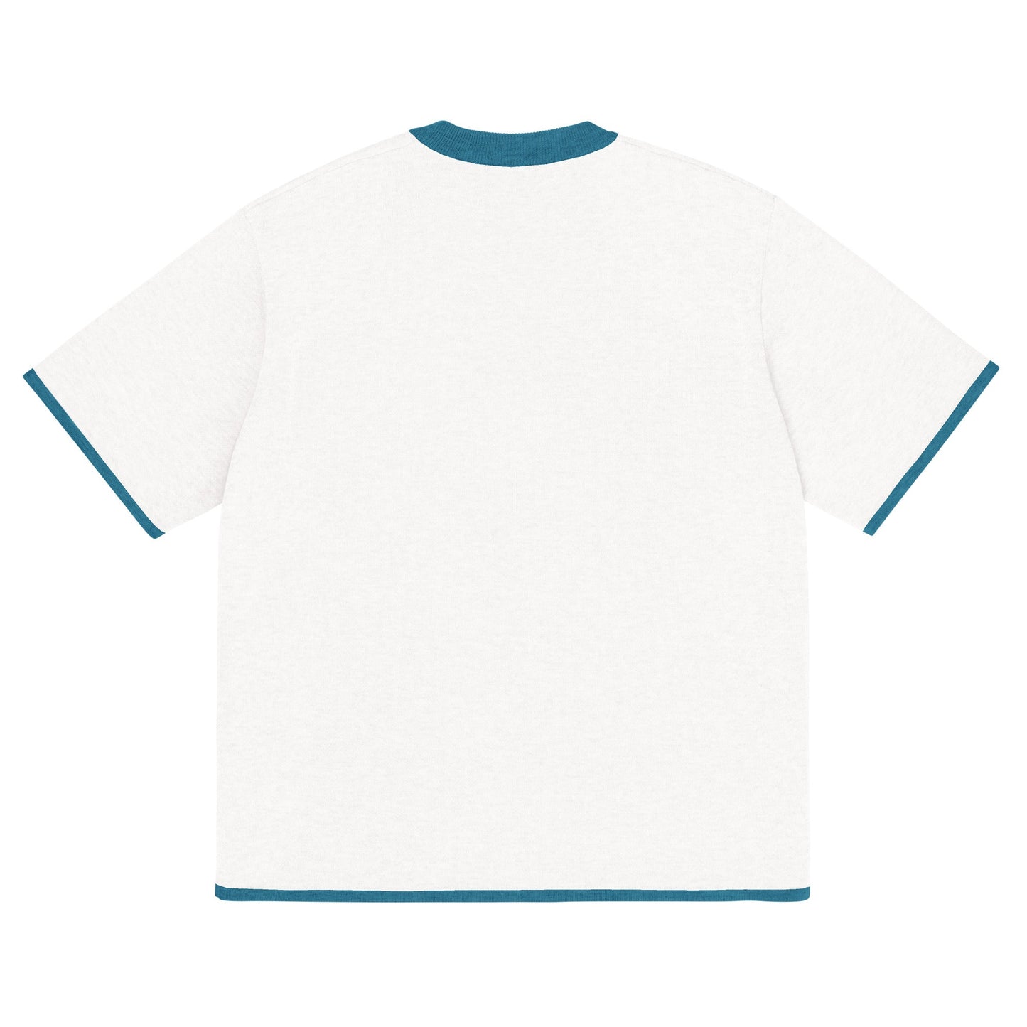 Bleach White with Aqua Blue Trim Knitted Classic Tee