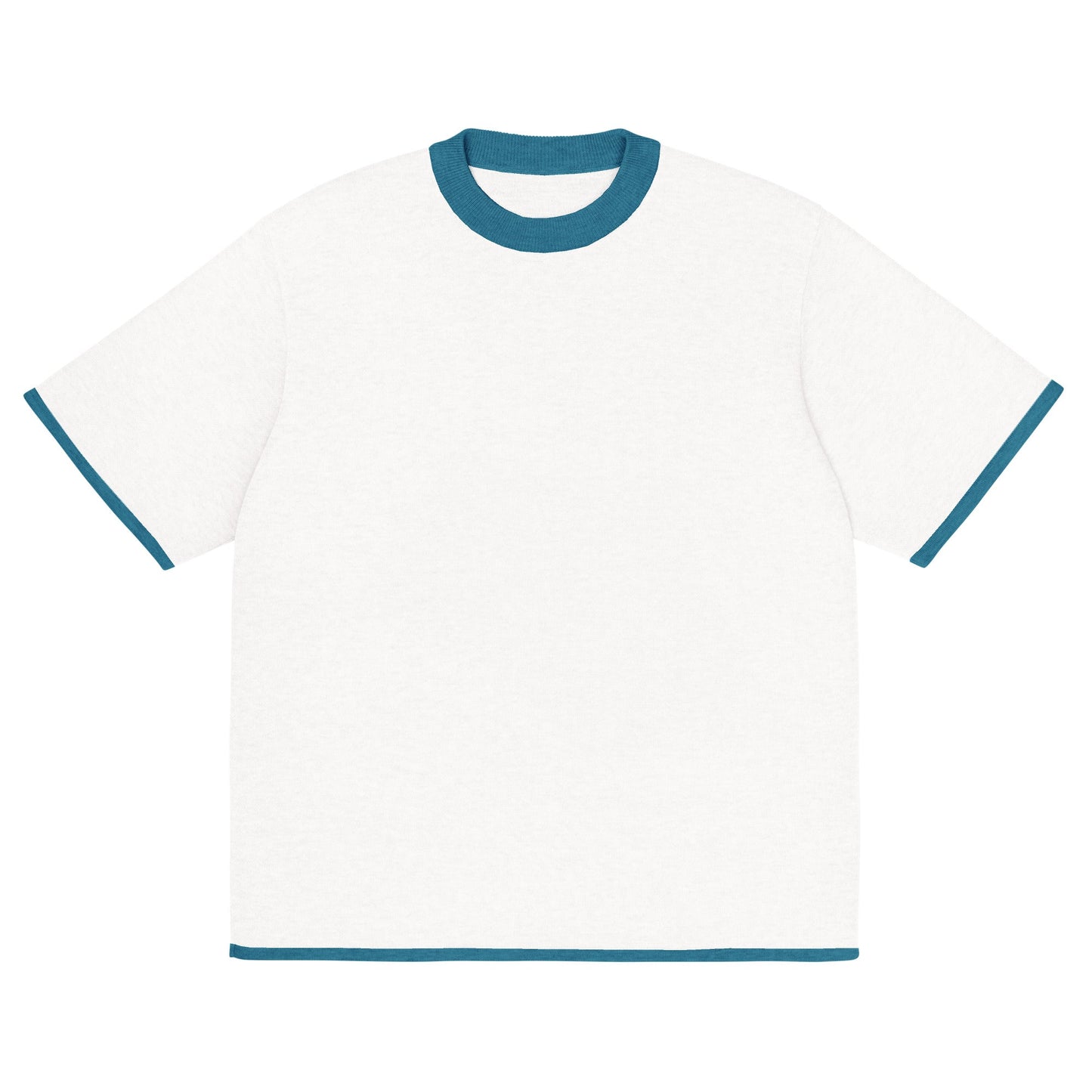 Bleach White with Aqua Blue Trim Knitted Classic Tee