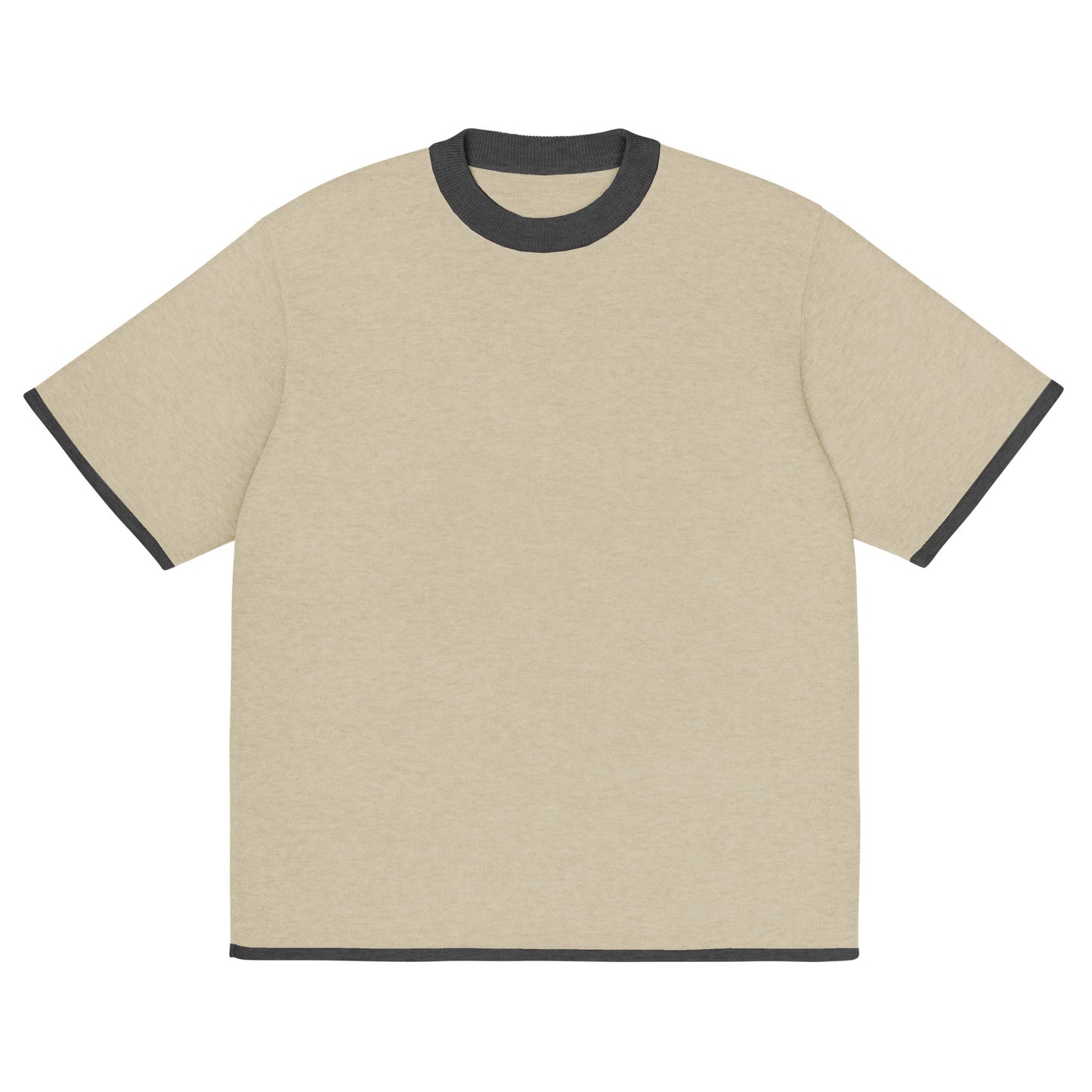 Beige with Charcoal Trim Knitted classic tee