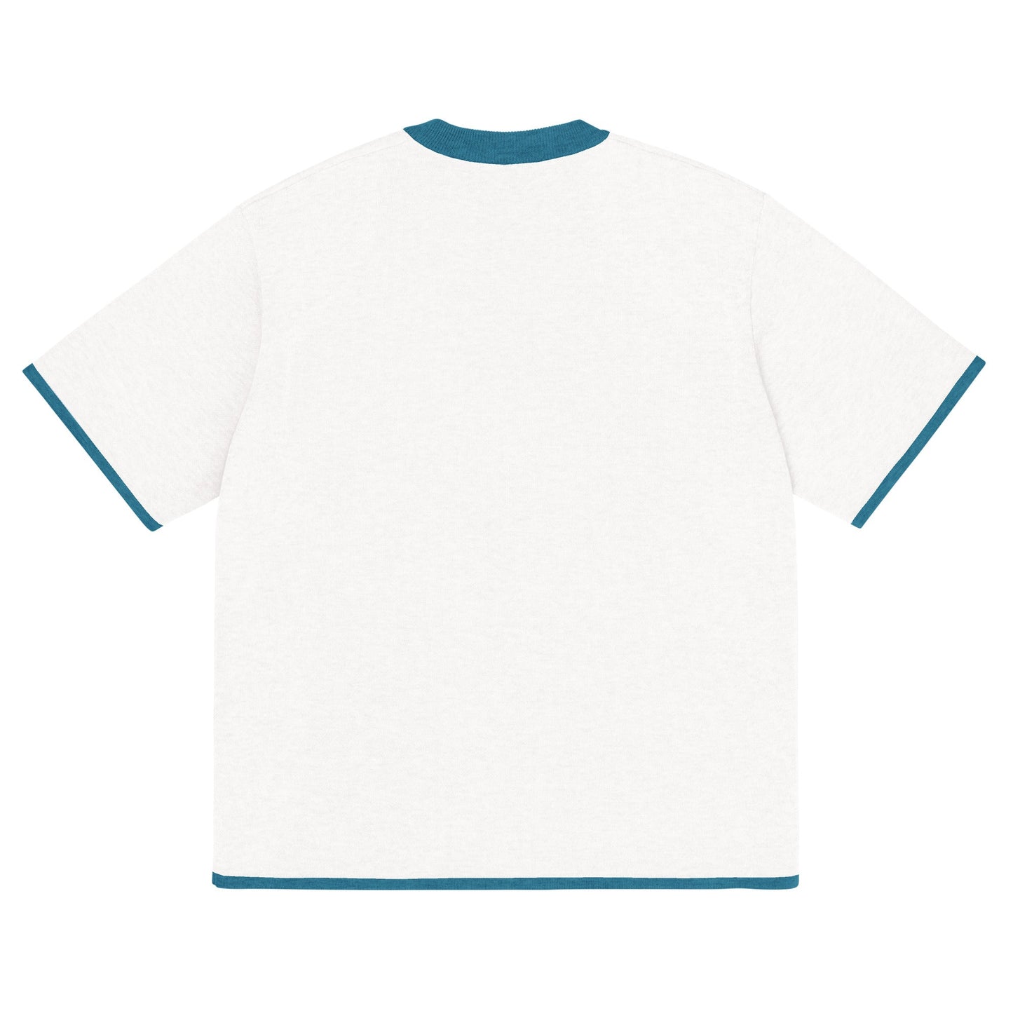 Bleach White with Aqua Blue Trim Knitted Classic Tee