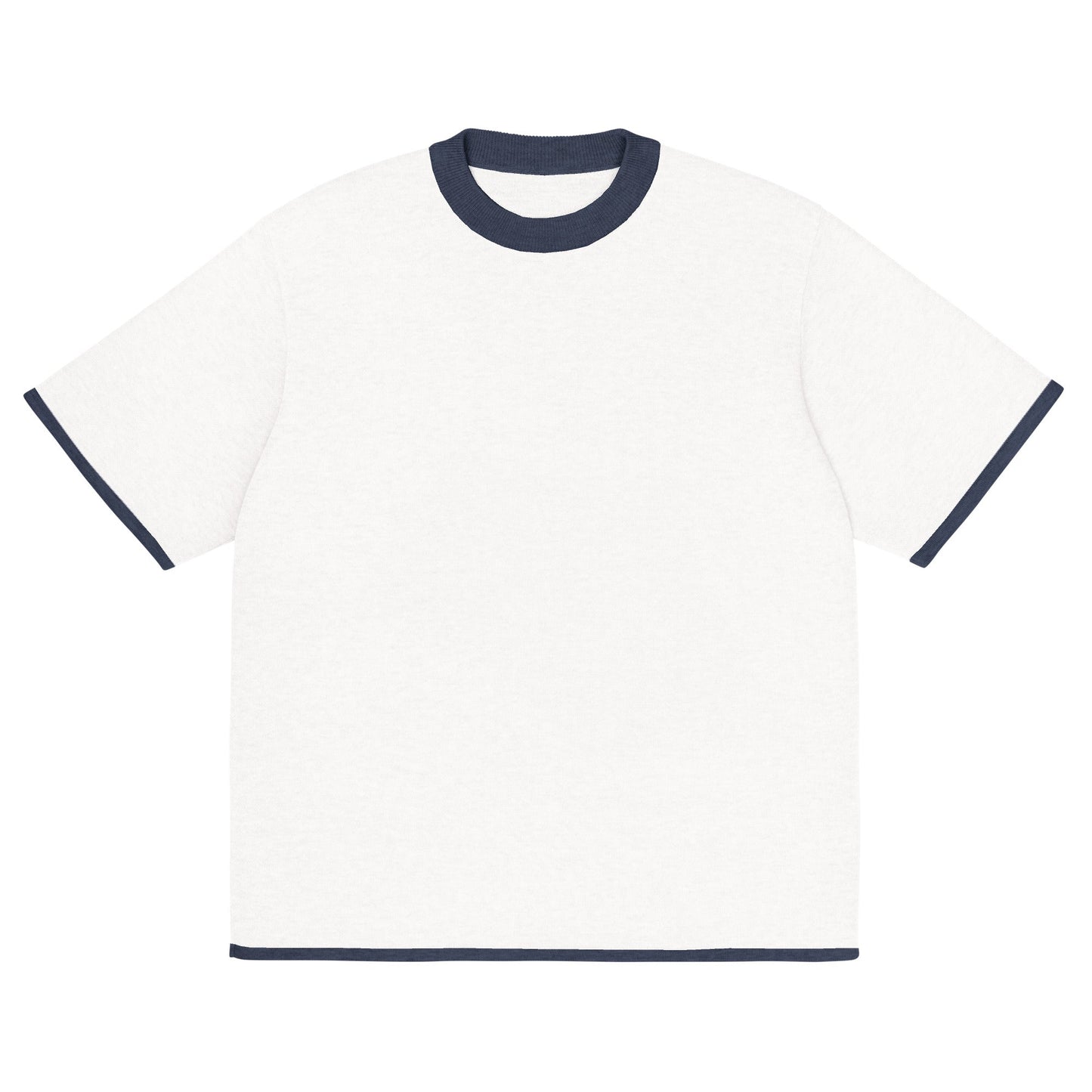 Bleach White with Navy Trim Heavyweight Knitted Classic Tee