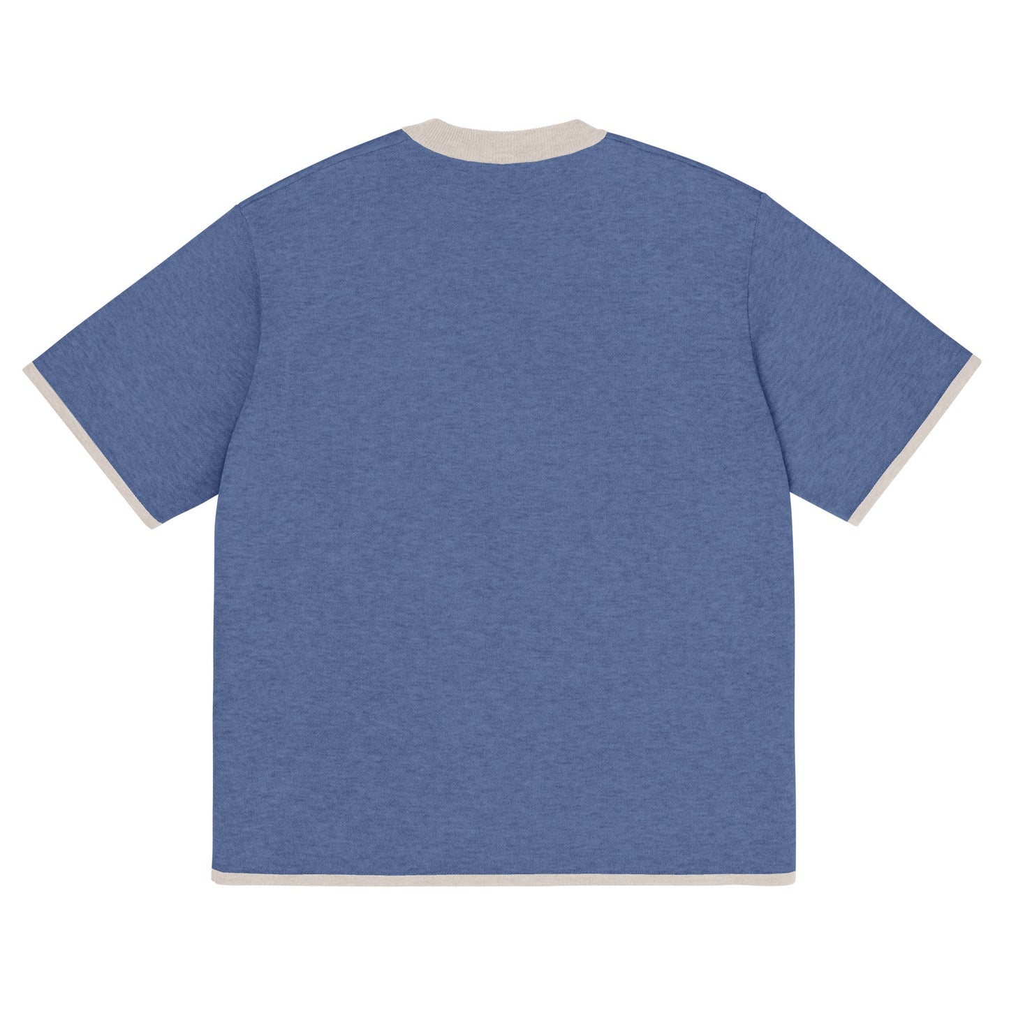 Denim Blue Knit Heavyweight Tee with Sand Trim Classic Tee