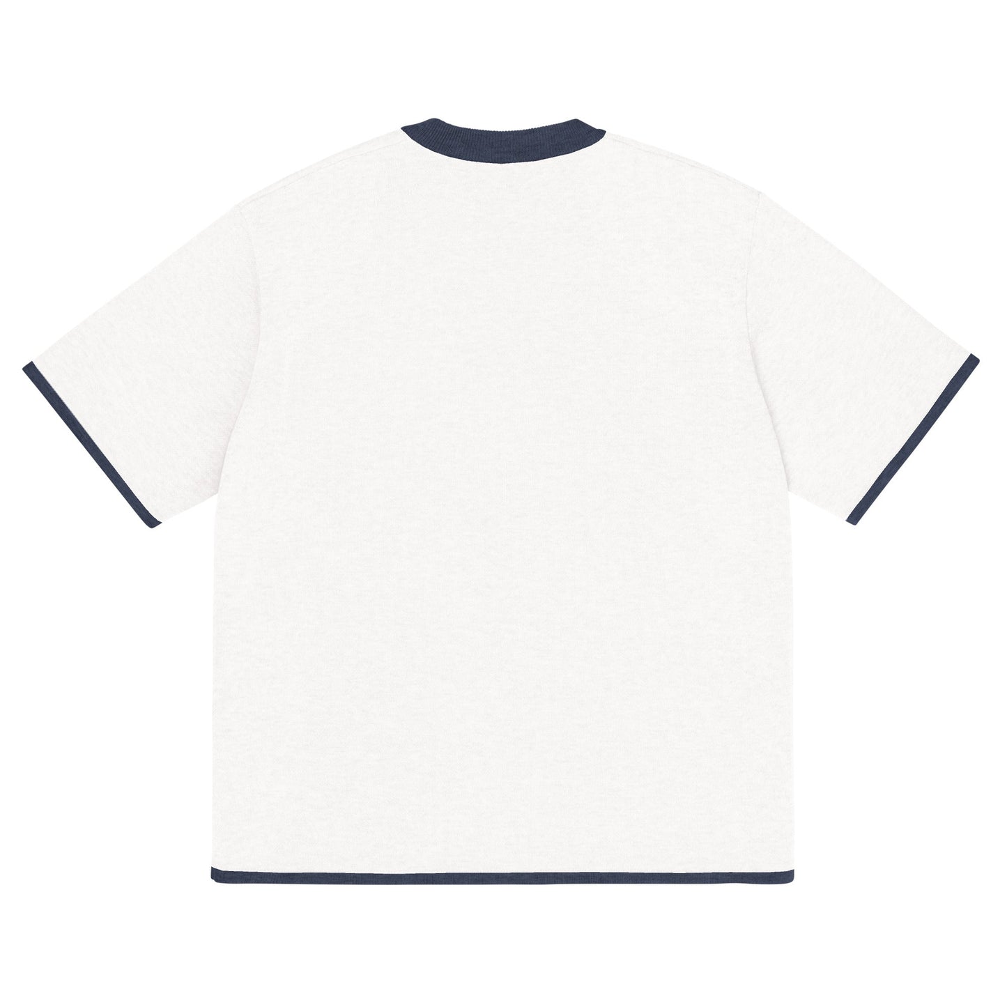 Bleach White with Navy Trim Heavyweight Knitted Classic Tee
