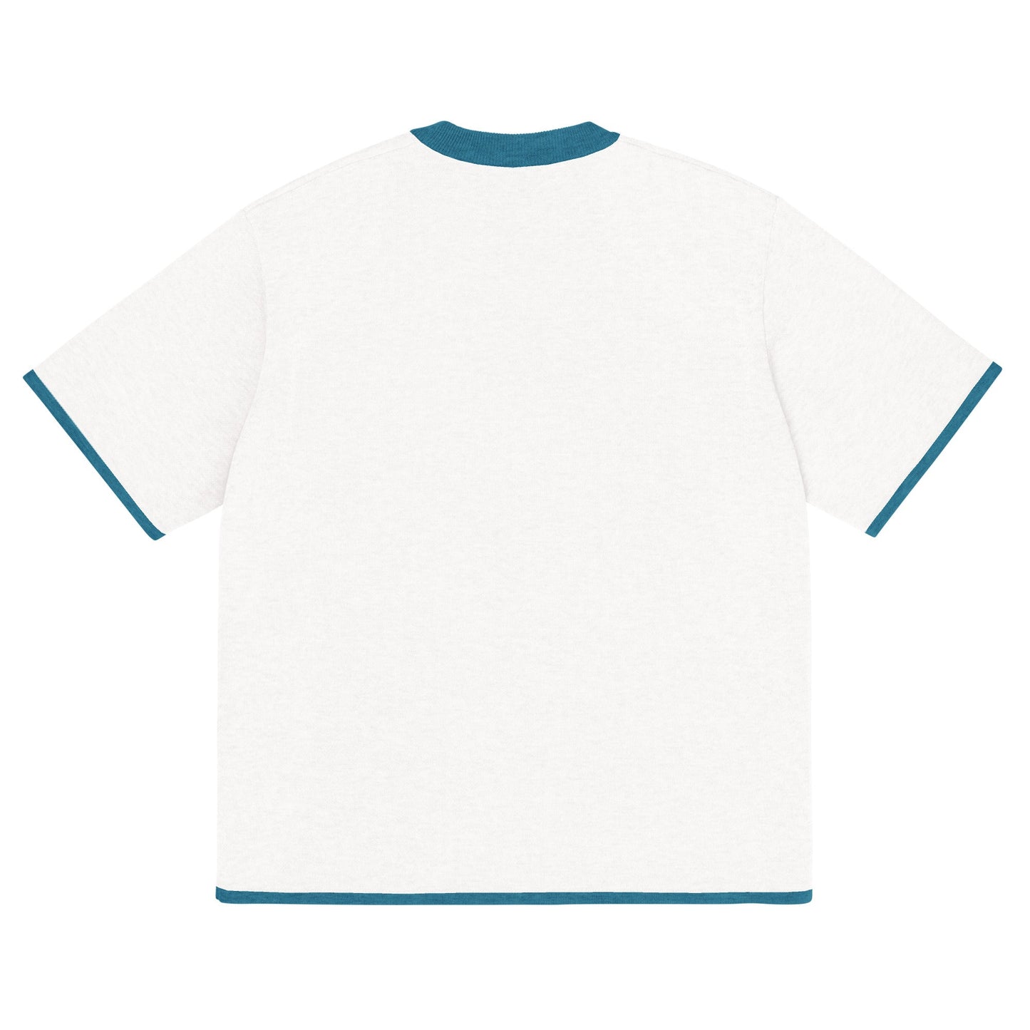 Bleach White with Aqua Blue Trim Knitted Classic Tee