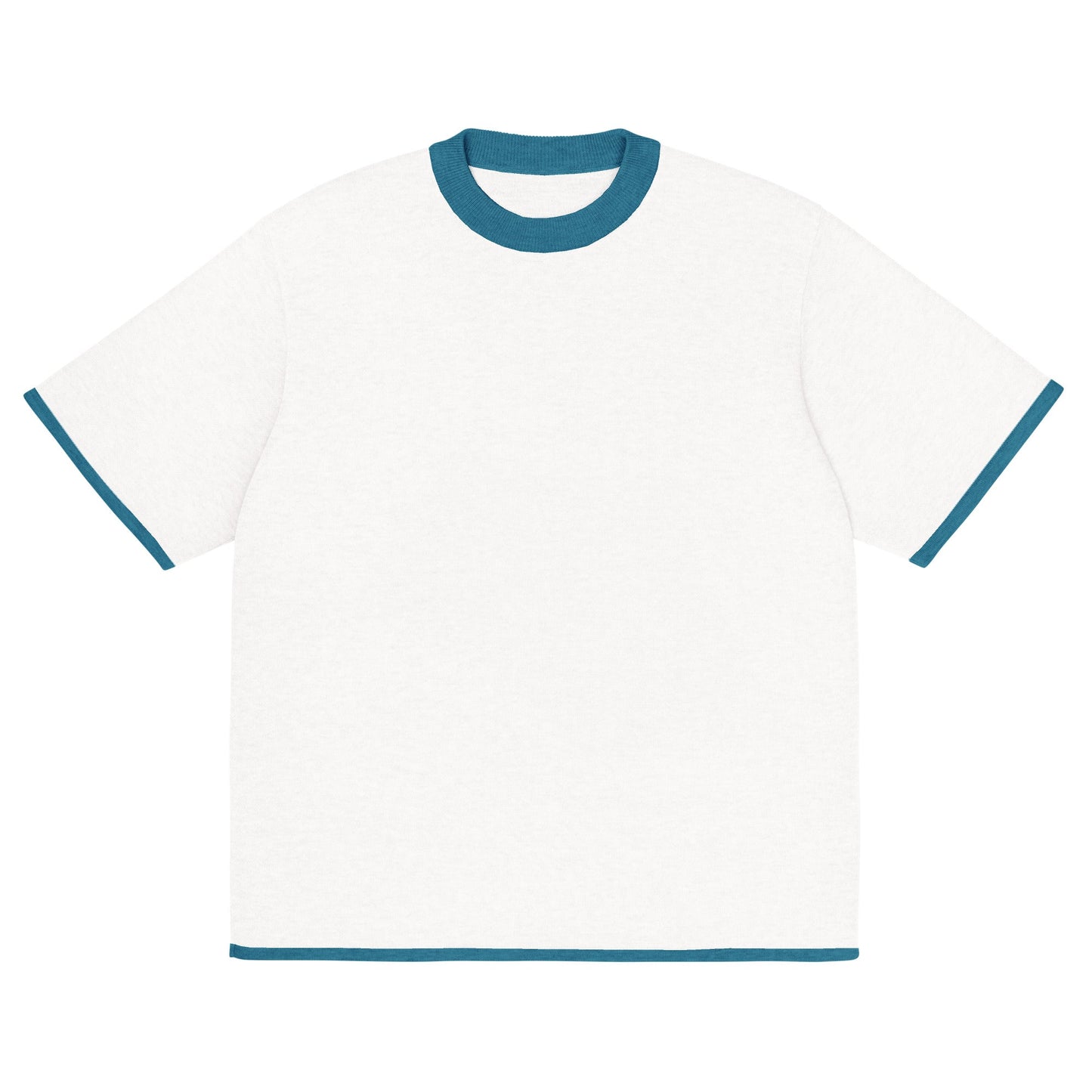 Bleach White with Aqua Blue Trim Knitted Classic Tee