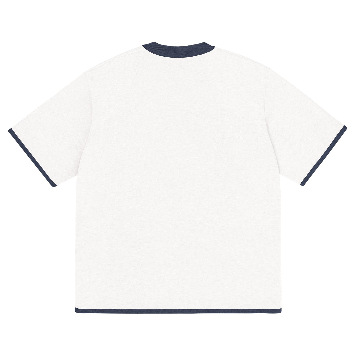 Bleach White with Navy Trim Heavyweight Knitted Classic Tee