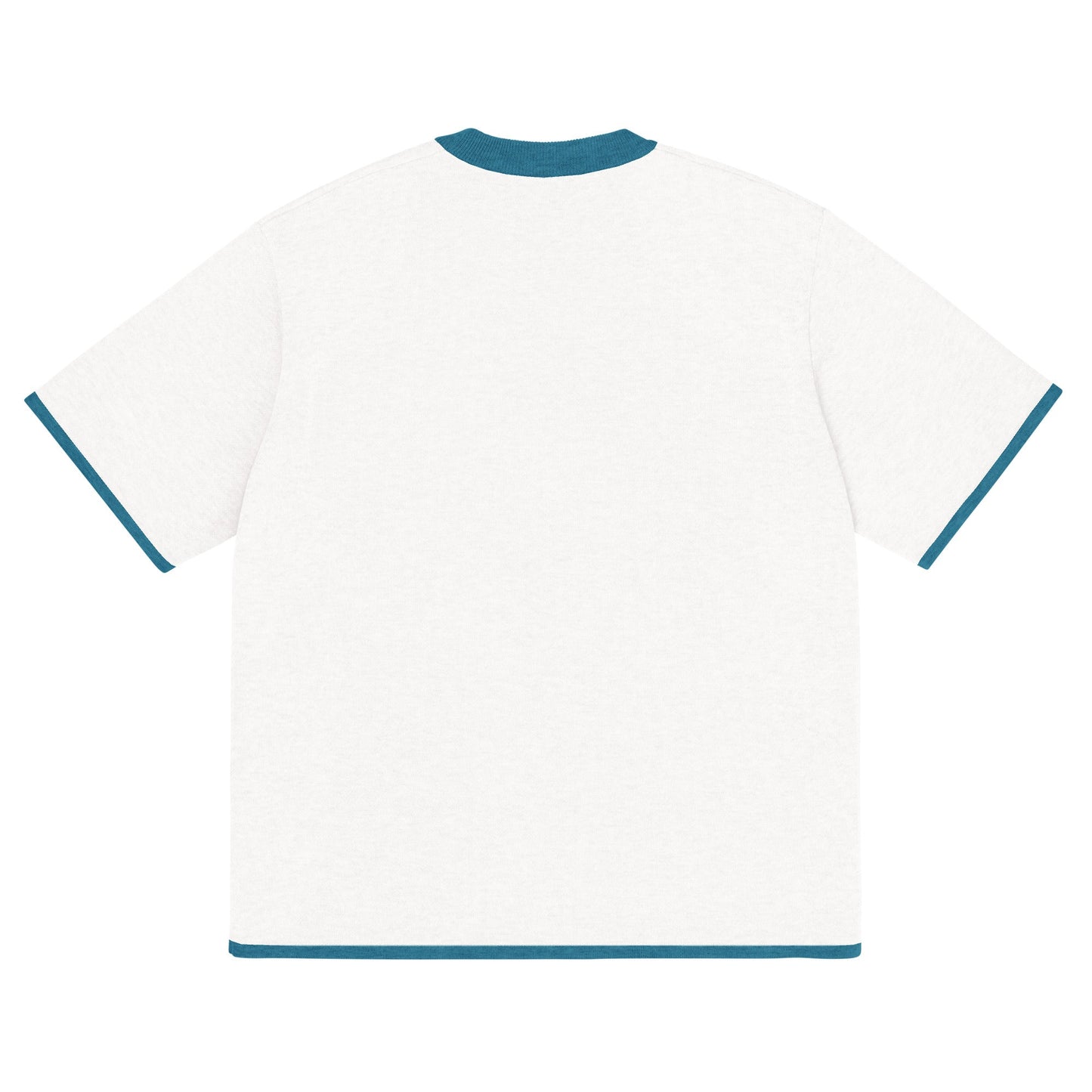 Bleach White with Aqua Blue Trim Knitted Classic Tee