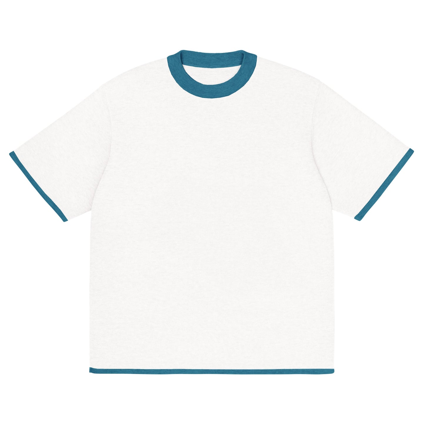 Bleach White with Aqua Blue Trim Knitted Classic Tee
