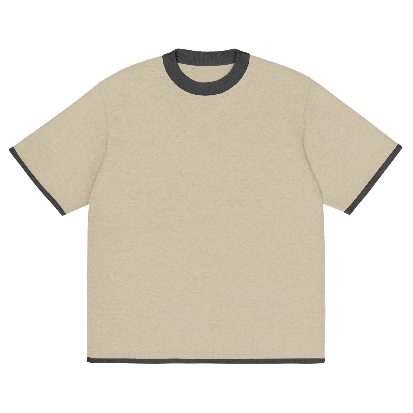 Beige with Charcoal Trim Knitted classic tee