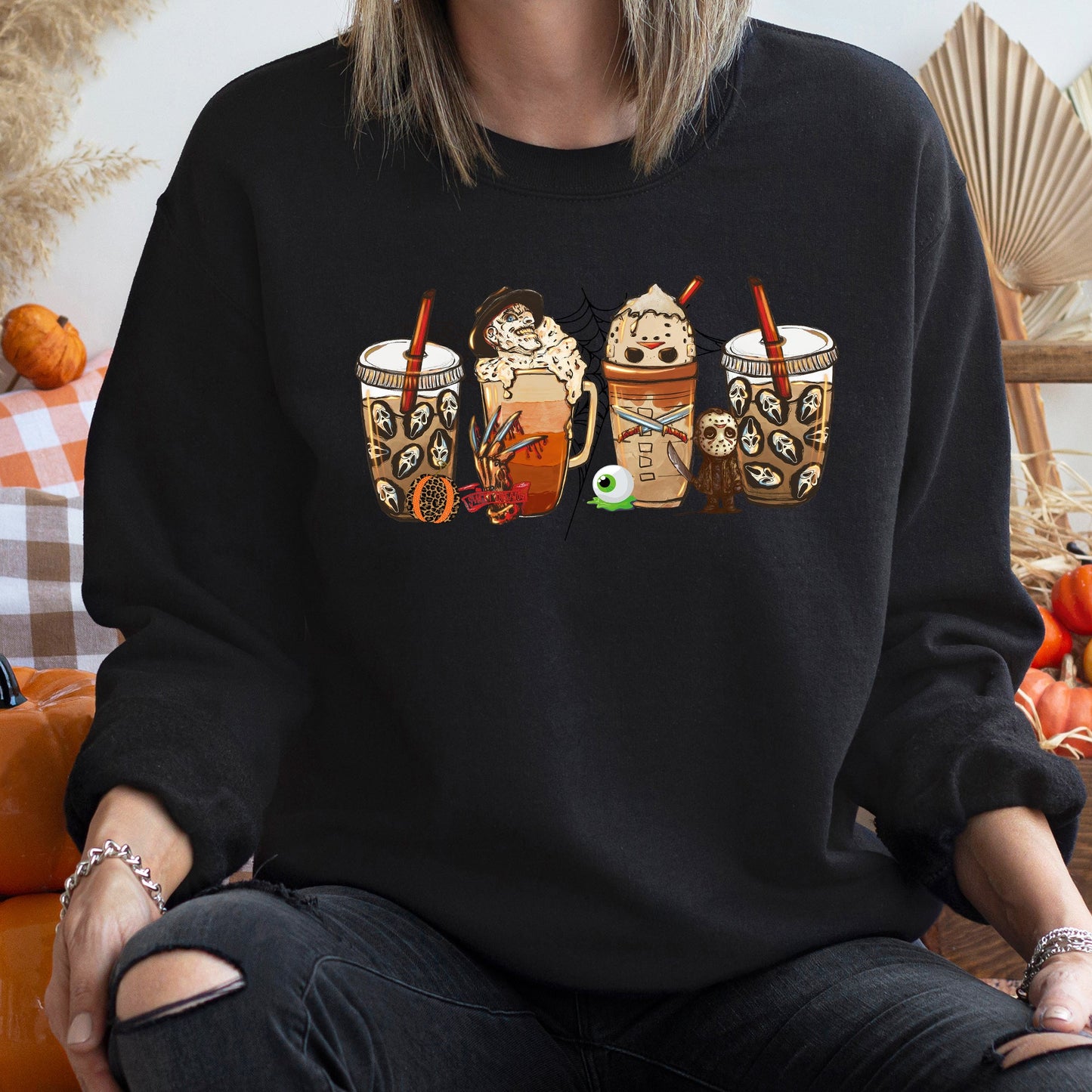 Horror Coffee Vintage Halloween Sweatshirt Soft Fleece Sweatshirt Refinery No. 1