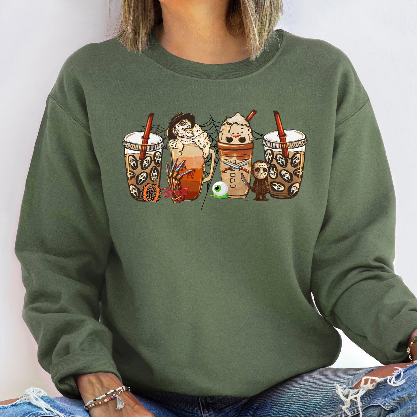 Horror Coffee Vintage Halloween Sweatshirt Soft Fleece Sweatshirt Refinery No. 1