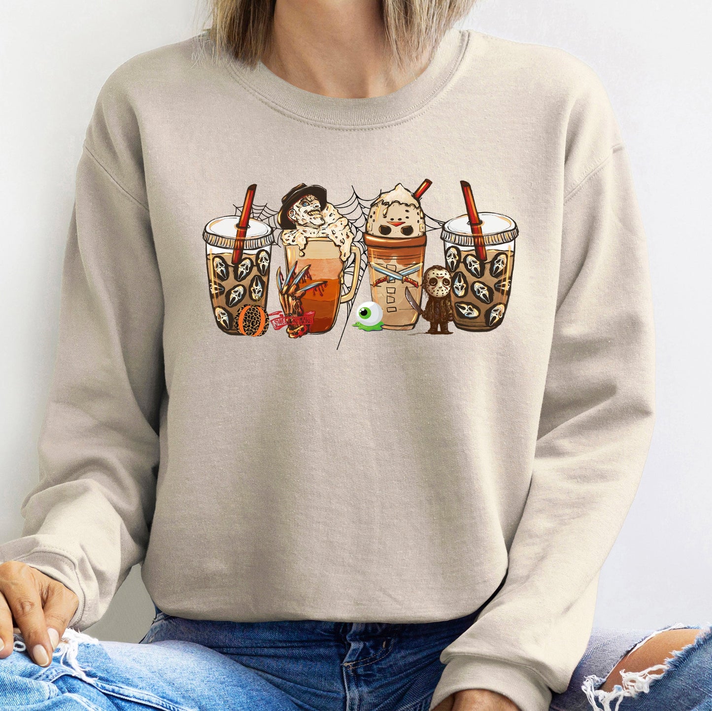 Horror Coffee Vintage Halloween Sweatshirt Soft Fleece Sweatshirt Refinery No. 1
