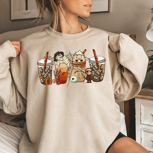 Horror Coffee Vintage Halloween Sweatshirt Soft Fleece Sweatshirt Refinery No. 1