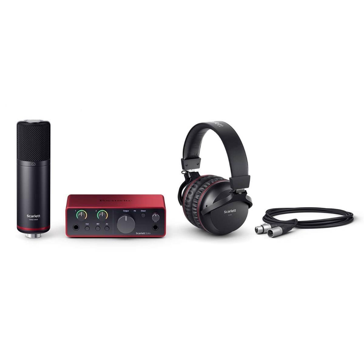 Focusrite Scarlett Solo Studio 4th Gen Ultra-Low Noise USB Interface with Mic, Headphones, Software Suite